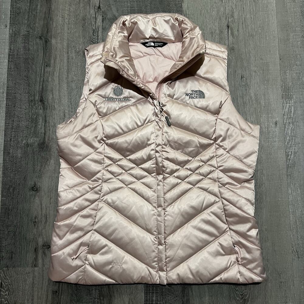 The North Face Aconcagua Puffer Vest Light Pink Gray Goose Down 550 Quilted Sz M
